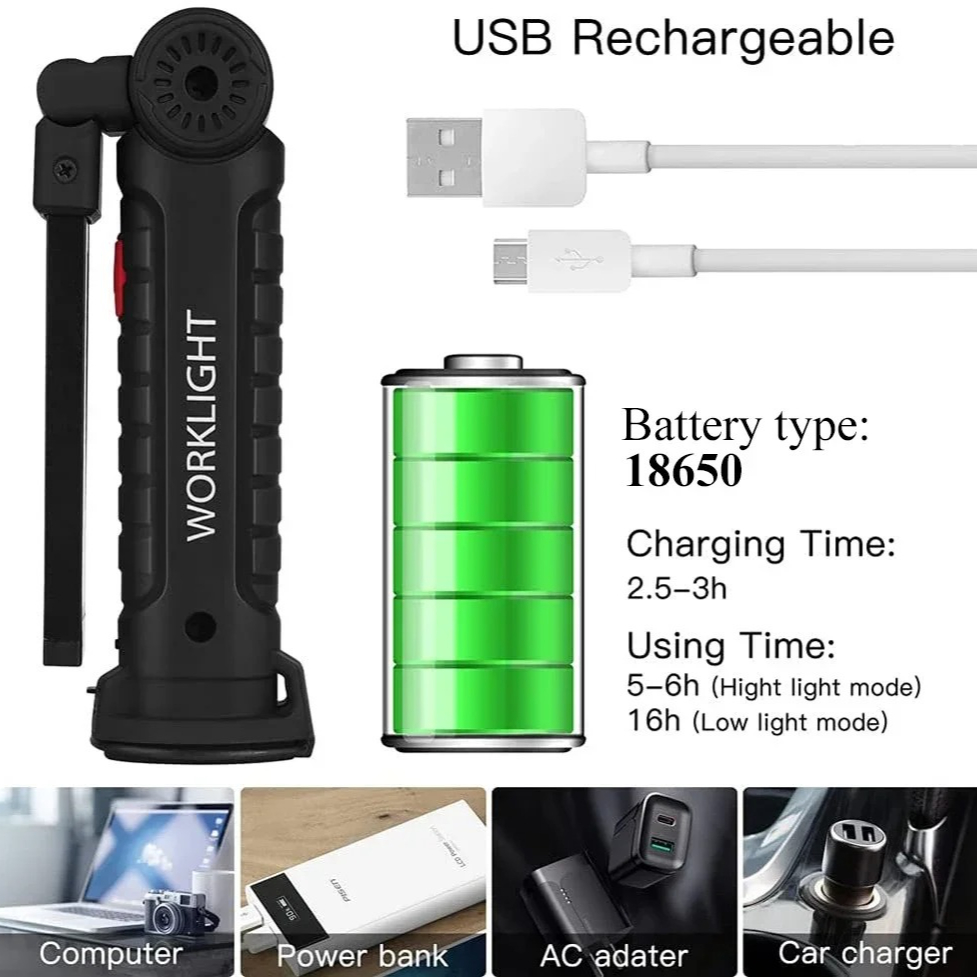 Linterna LED COB portátil, luz - Power Bank reseña y precio